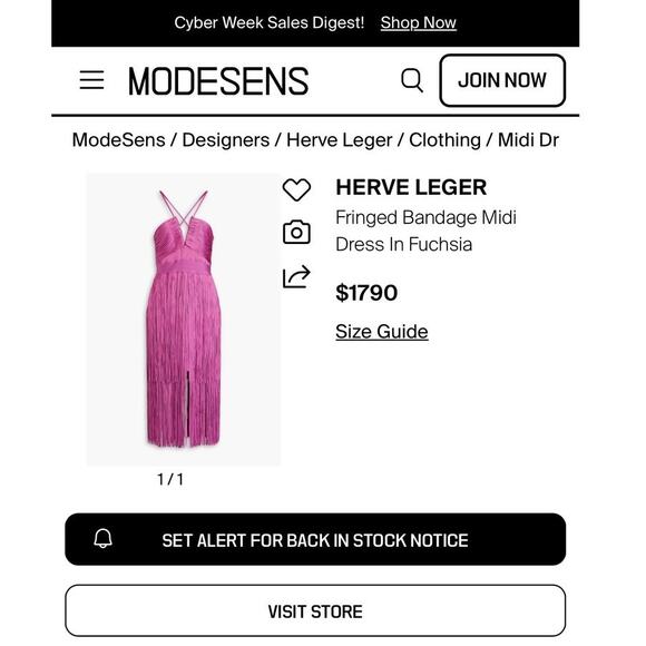 Herve Leger XS Pink Fringe Bandage Dress Midi Holiday $1650 - Picture 8 of 8
